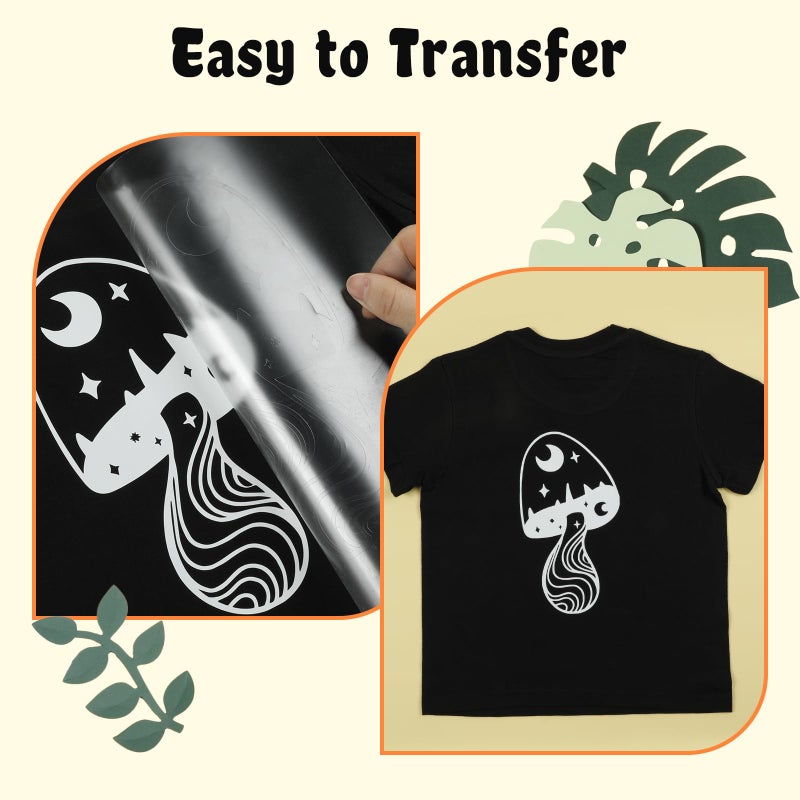 HTVRONT Heat Transfer Vinyl White HTV Rolls - 12" x 15ft White Iron on Vinyl for All Cutting Machines, White HTV Vinyl for Shirts - Easy to Cut & Weed for Heat Vinyl Design - Image 5